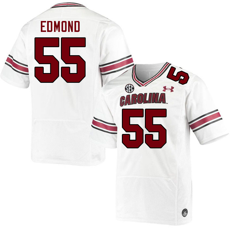 Men #55 Gilber Edmond South Carolina Gamecocks College Football Jerseys Stitched-White